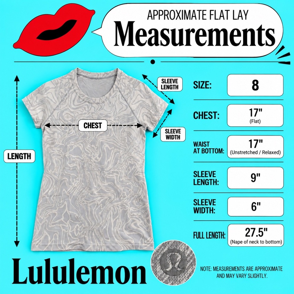 Lululemon Swiftly Tech SS 2.0 Shirt Marble Dye Rhino Grey Flat Chest 17" - Picture 5 of 16
